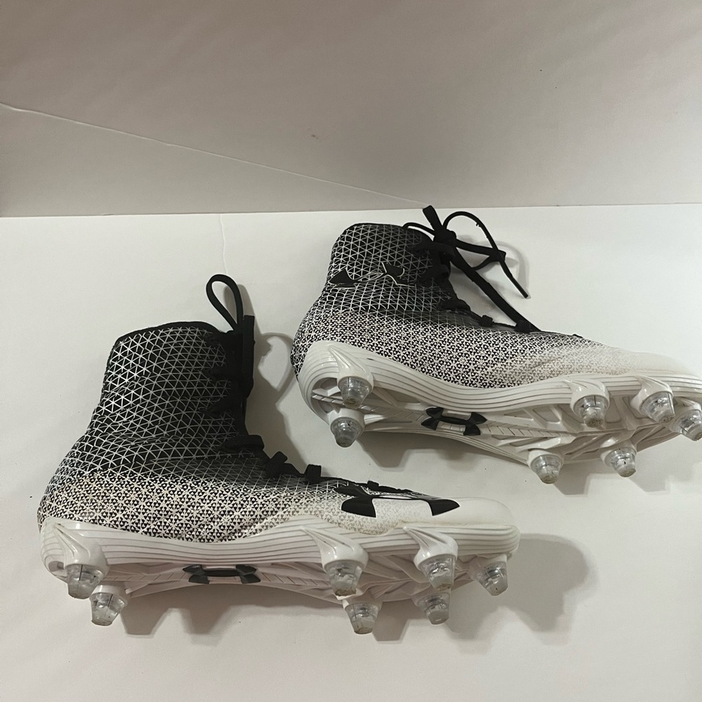 Under Armour High Top Black and White Soccer Cleats